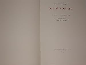 Die Automate , von E.T.A. Hoffmann, Vorwort von Richard B. Matzig, mit 5 ganzseitigen Zeichnungen...