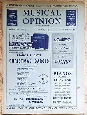 Bild des Verkufers fr Musical Opinion December 1949 Vol.73 No.867 zum Verkauf von Shore Books