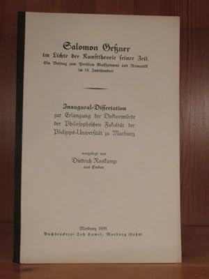 Bild des Verkufers fr Salomon Gener im Lichte der Kunsttheorie seiner Zeit. Ein Beitrag zum Problem Klassizismus und Romantik im 18. Jahrhundert. zum Verkauf von Das Konversations-Lexikon