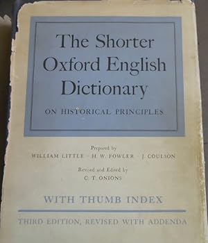 Bild des Verkufers fr The Shorter Oxford English Dictionary on historical principles zum Verkauf von Chapter 1