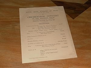 Immagine del venditore per Programme: Orchestral Concert in the Mansion House, Thursday Evening June 21st, 1917 venduto da Dublin Bookbrowsers