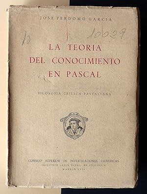 Imagen del vendedor de La teora del conocimiento en Pascal. a la venta por Il Tuffatore