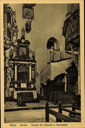 Ansichtskarte / Postkarte Oliva Danzig, Kirche, Treppe der Mönche zum Speisesaal