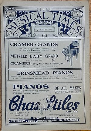 Image du vendeur pour The Musical Times January, 1935 No.1103 / A J B Hutchings "The Chamber Works of Delius" / Willi Schmid "The Munich Element in Richard Strauss" / Music in the Foreign Press - "Wagner and Meyerbeer" by Georges Kinsky / sheet-music for "Now on land and sea descending" by Handel, words S Longfellow / W R Anderson "Wireless Notes" / G C Elles "A School Wood-Wind Orchestra (in Teachers' Department)" / The St. Paul's Cathedral Psalter / The Registration Of Foreign Organ Music / sheet-music for "England, Arise!" by Eric H Thiman and E Carpenter / Academy and College Notes / The Scottish School Music Association / Pianist of the Month - Artur Schnabel with the Schubert Sonatas / Music in Manchester / Italian Novelties at Cambridge / Rameau's 'Castor mis en vente par Shore Books