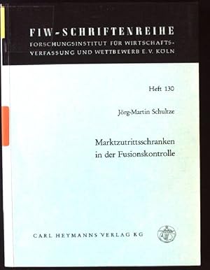 Imagen del vendedor de Marktzutrittsschranken in der Fusionskontrolle : e. Unters. unter bes. Bercks. d. fusionskontrollrechtl. Problematik im Lebensmittelhandel. Schriftenreihe des Forschungsinstitutes fr Wirtschaftsverfassung und Wettbewerb e.V. Kln ; H. 130 a la venta por books4less (Versandantiquariat Petra Gros GmbH & Co. KG)