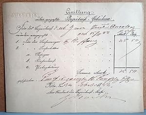 Begräbnis Gebühren / Begräbnisgebühren - 2 originale Quittungen der Stadt Köln von 1873 und 1882 ...