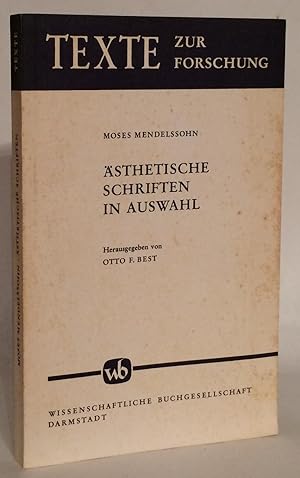 Bild des Verkufers fr sthetische Schriften in Auswahl. zum Verkauf von Thomas Dorn, ABAA