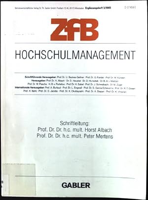 Bild des Verkufers fr Hochschulmanagement. Zeitschrift fr Betriebswirtschaft / Ergnzungsheft ; 2003,3 zum Verkauf von books4less (Versandantiquariat Petra Gros GmbH & Co. KG)