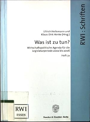 Immagine del venditore per Was ist zu tun? : wirtschaftspolitische Agenda fr die Legislaturperiode 2002 bis 2006. Rheinisch-Westflisches Institut fr Wirtschaftsforschung: Schriften ; H. 72 venduto da books4less (Versandantiquariat Petra Gros GmbH & Co. KG)