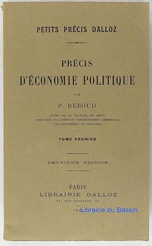 Seller image for Prcis d'conomie politique Tome premier for sale by Librairie du Bassin