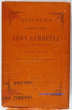 Seller image for Discours et plaidoyers choisis de Lon Gambetta for sale by Librairie du Bassin