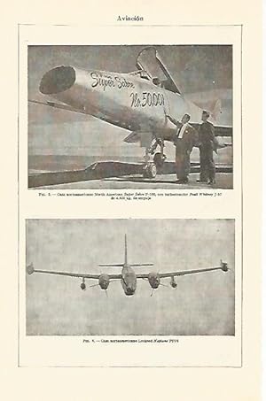 Seller image for LAMINA ESPASA 21925: Caza Super Sabre F-100 y caza Lockeed Neptune P2V6 for sale by EL BOLETIN