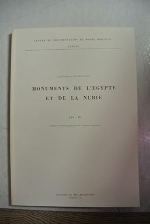 Seller image for Monuments de l'Egypte et de la Nubie. Tome IV. (= Centre de Documentation du Monde Oriental.) for sale by Antiquariat Bookfarm