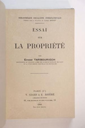Essai sur la propriété. Bibliothèque socialiste internationale (sur-titre).