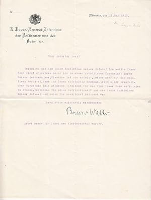 Dirigent (1876-1962): Masch. Brief mit eigenh. U. (voller Namenszug).