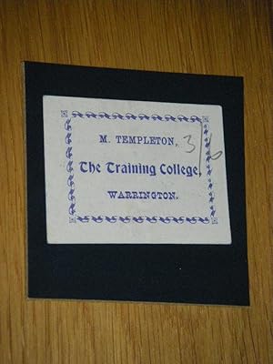 ExLibris M. Templeton, The Training College, Warrington