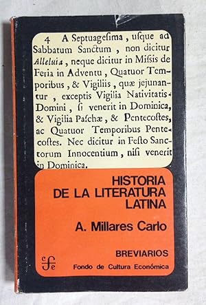 Imagen del vendedor de HISTORIA DE LA LITERATURA LATINA a la venta por Librera Sagasta