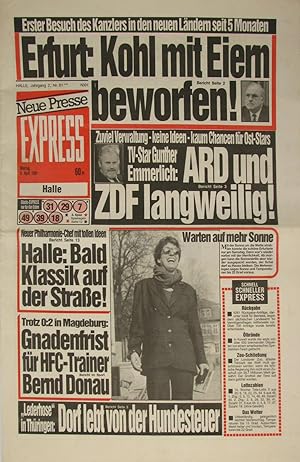 Bild des Verkufers fr Mitteldeutscher Express. Jahrgang 2, Nr. 81 (Montag, 8. April 1991)., zum Verkauf von Versandantiquariat Hbald