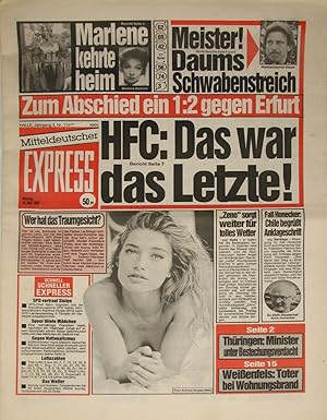Bild des Verkufers fr Mitteldeutscher Express. Jahrgang 3, Nr. 115 (Montag, 18. Mai 1992)., zum Verkauf von Versandantiquariat Hbald