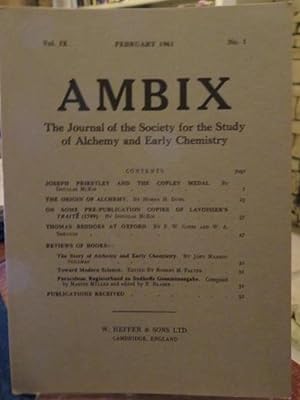 Seller image for AMBIX, VOL. IX: The Journal of the Society for the Study of Alchemy and Early Chemistry for sale by By The Way Books