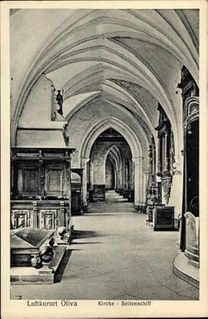 Ansichtskarte / Postkarte Oliva Danzig, Kirche, Seitenschiff, Innenansicht