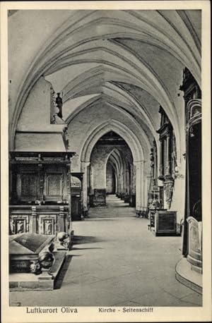Ansichtskarte / Postkarte Oliva Danzig, Kirche, Seitenschiff, Innenansicht