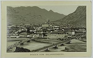 Seller image for Bozen vom Kalvarienberg. Zinkographie. Innsbruck, Unterberger um 1890, 7 x 12 cm for sale by Antiquariat Johannes Mller