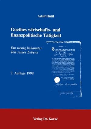 Bild des Verkufers fr Goethes wirtschafts- und finanzpolitische Ttigkeit . Ein wenig bekannter Teil seines Lebens zum Verkauf von Versandantiquariat Felix Mcke