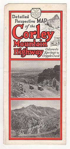 Detailed Perspective Map of the Corley Mountain Highway, Colorado Springs to Cripple Creek. The T...