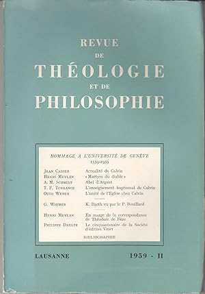 Revue de Théologie et de Philosophie. II.1959.