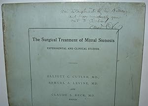Imagen del vendedor de The Surgical Treatment of Mitral Stenosis: Experimental and Clinical Studies." Reprinted from the Archives of Surgery, November, 1924, Vol. 9, pp. 689-721. SIGNED BY ELLIOTT C. CUTLER. a la venta por Scientia Books, ABAA ILAB