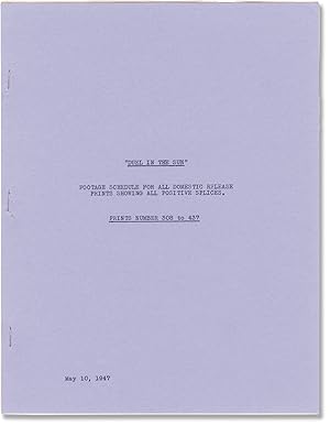 Imagen del vendedor de Duel in the Sun (Post-production Footage Schedule script for the 1946 film) a la venta por Royal Books, Inc., ABAA