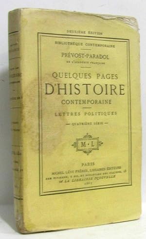 Imagen del vendedor de Quelques pages d'histoire contemporaine - lettres politiques (2e dition) a la venta por crealivres