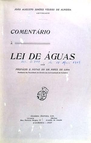 COMENTÁRIO À LEI DE ÁGUAS [1.ª EDIÇÃO].