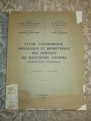 Etude Taxonomique Biologique Et Biometrique Des Dorylus Du Sous-Genre Anomma (Hymenoptera Formici...