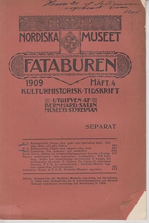 Imagen del vendedor de Nordiska Museet Fataburen. 1909 Hft. 4. Kulturhistorisk Tidskrift. a la venta por Allguer Online Antiquariat