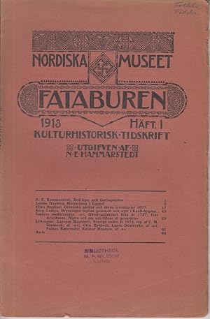 Imagen del vendedor de Nordiska Museet Fataburen. 1913 Hft. 1. Kulturhistorisk Tidskrift. a la venta por Allguer Online Antiquariat