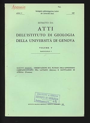 Bild des Verkufers fr Osservazioni sul flysch dell Appennino Campano-Lucano fra Laviano (Salerno) e Sant Ilario di Atella (Potenza). Estratto da Atti dell'Istituto Geologico della Universita di Genova, Volume V, Fascicolo I, Anno V, 1967. zum Verkauf von Antiquariat Bookfarm