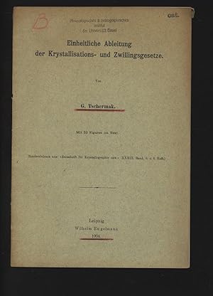 Imagen del vendedor de Einheitliche Ableitung der Krystallisations- und Zwillingsgesetze. Sonderabdruck aus: Zeitschrift fr Krystallographie usw., XXXIX. Band, 5. u. 6. Heft. a la venta por Antiquariat Bookfarm