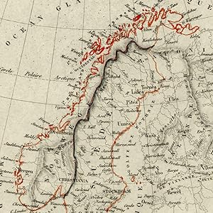 Sweden Norway 1834 Scandinavia small old map Tardieu scarce Perrot miniature