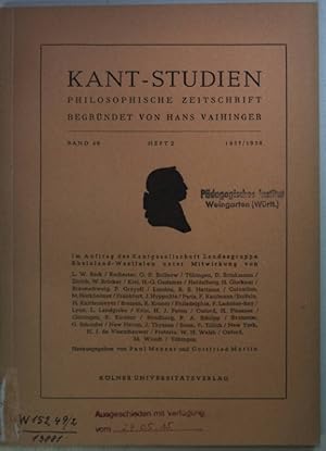 Immagine del venditore per Die Dialektik der Gemeinschaft: in Kant-Studien Bd. 49 - Heft 2 - 1957/1958. venduto da books4less (Versandantiquariat Petra Gros GmbH & Co. KG)
