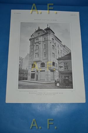 Imagen del vendedor de Wohnhaus Wien, VII. Badhausgasse 22-24. (Architekt: W. Wohlmeyer) Wiener Bauten-Album. Tafel Nr. 77. XX. Jahrgang. // Druck nach einer Fotografie. Beilage zur Wiener Bauindustrie-Zeitung 1902/1903. a la venta por Antiquarische Fundgrube e.U.