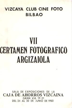 Imagen del vendedor de VII certamen fotogrfico Argizaiola. Vizcaya Club CIne Foto Bilbao . a la venta por Librera Astarloa