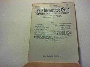 Image du vendeur pour Das Literarische Echo - Halbmonatsschrift fr Literaturfreunde - 22. Jahr - 15. Jan. 1920 - Heft 8. mis en vente par Antiquariat im Schloss