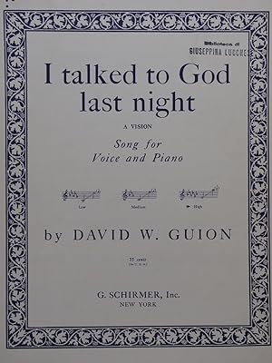 Seller image for GUION David W. I Talked to God last night Chant Piano 1940 for sale by partitions-anciennes