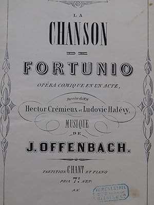 Imagen del vendedor de OFFENBACH Jacques La Chanson de Fortunio Opra Chant Piano ca1861 a la venta por partitions-anciennes