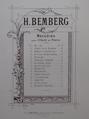 Seller image for BEMBERG Herman Qu'on est sot ! Chant Piano for sale by partitions-anciennes