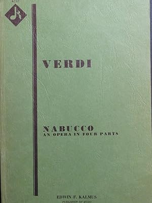 Imagen del vendedor de VERDI Giuseppe Nabucco Opra Chant Piano a la venta por partitions-anciennes