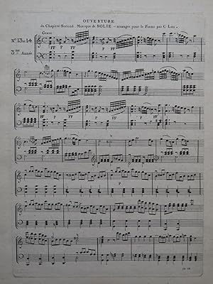 Seller image for SOLI Jean-Pierre Chapitre Second Ouverture Piano ca1800 for sale by partitions-anciennes