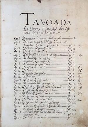 MANUSCRITO - SEC. XVII - CÓDICE DOS ESTATUTOS DA UNIVERSIDADE DE ÉVORA [1580] 1622.